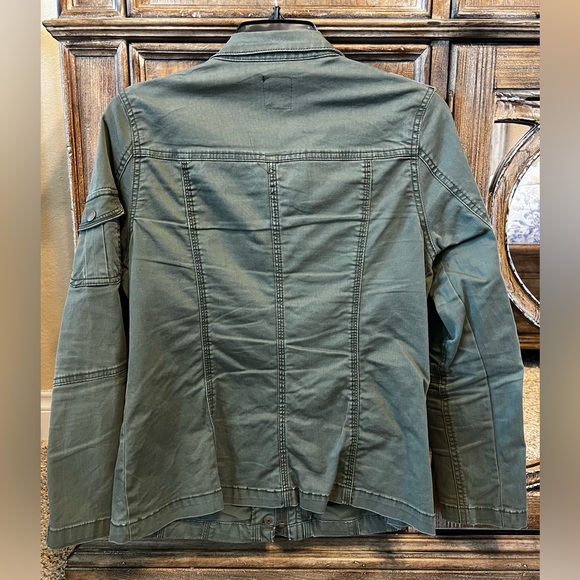 Kensie utility jacket Sz M army green cargo zipper button up fall winter casual - Picture 4 of 6